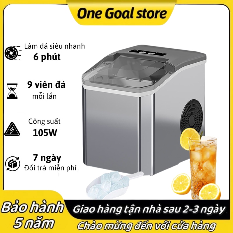 Máy Làm Đá Viên Siêu Tốc 6 Phút Công Suất Lớn Tiết Kiệm Điện Giữ Lạnh 8h - Tủ Làm Đá Mini Làm Đá Nhanh