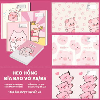 HEO HỒNG| Bìa bao giấy tập A5 vở học sinh ô li/B5 vở sinh viên, Hình in sắc nét, nhiễu mẫu dễ thương-TIỆM XINH XINH XẮN