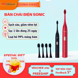 Bàn Chải Điện Sonic TMD - Công nghệ sóng âm giúp làm sạch sâu, chống nước IPX7, Pin dùng 25 ngày
