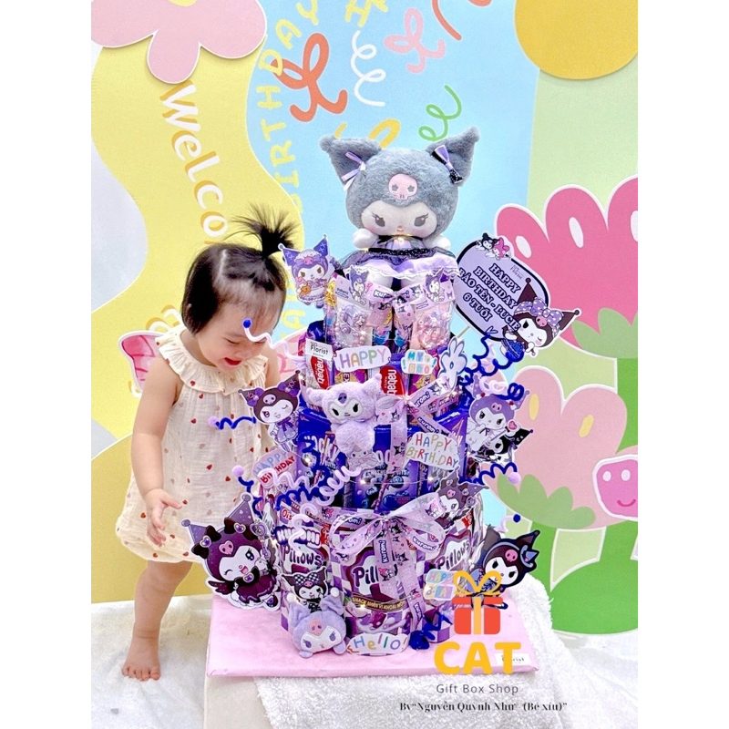(hoả tốc hcm) Tháp bánh khổng lồ Kuromi , tháp bánh kẹo tặng sinh nhật , gấu bông Kuromi , quà tặng 