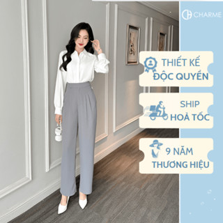  Quần dài ống suông nữ công sở dày dặn mùa thu đông Charme 308051 tôn dáng chất liệu Chéo gol Nhật cao cấp 
