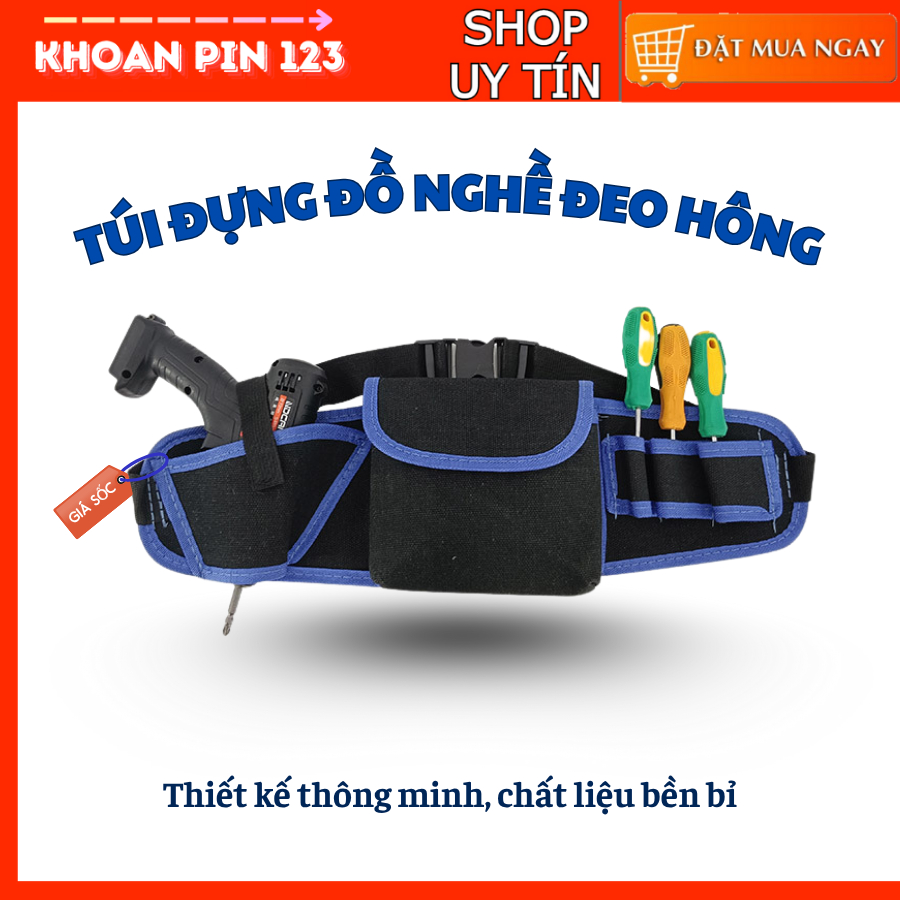  Túi đựng đồ nghề đeo hông mẫu mới vải bố siêu bền nhiều ngăn tiện dụng 