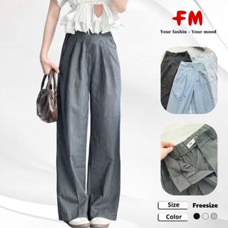 Quần Kaki Nữ FMSTYLE Ống Suông kẻ lưng thun sau khuy gài vải dày dặn cao cấp size S M  25040235