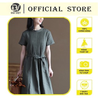 Đầm suông Đũi Việt cổ tròn trẻ trung, thiết kế cơ bản, dễ mặc thích hợp dạo phố đi chơi da191 xám