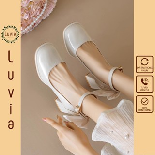 Giày cao gót sandal 7 phân đế đúp phối nơ dễ thương Luvia 209CG (Giày form rộng, chân gầy mỏng lùi 1 size)