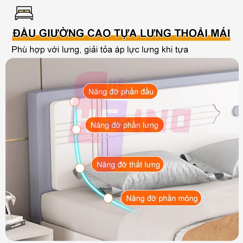 HENIO Giường gỗ tự nhiên cao cấp 1m8/1m5/1m2  thiết kế hiện đại, màu trắng sang trọng cho phòng ngủ | BigBuy360 - bigbuy360.vn