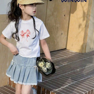  Váy Jean Bé Gái Nexxi Xòe Xếp Ly Có Quần Chip – Jean Co Giãn Đính Nơ Viền Ren Dễ Thương 
