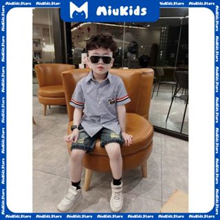 Set bộ Quần áo trẻ em Áo sơ mi + quần bò mài rách cho bé trai, bé gái size 15kg-35kg ( có bán lẻ áo )