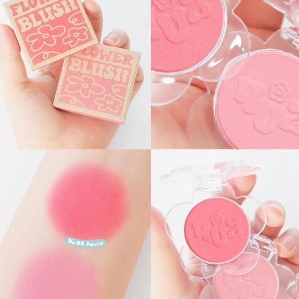 Phấn Má Hồng 4U2 Vỏ Hoa Trong Suốt Thuần Chay Mịn Lì Lâu Trôi Flower Blush 3.3g