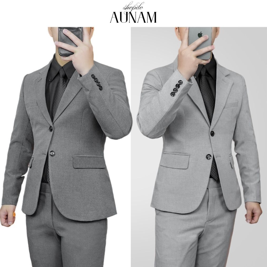 Bộ vest nam 2 cúc mà ghi/xám/ áo vest nam công sở/ áo blazer ôm body-VuHai Đồ Âu Nam