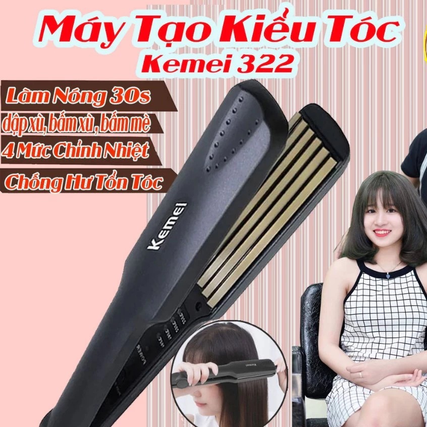 Máy Dập Xù Tóc KEMEI 332, Chức năng dập xù, bấm tạo kiểu tóc làm phồng chân tóc bản to