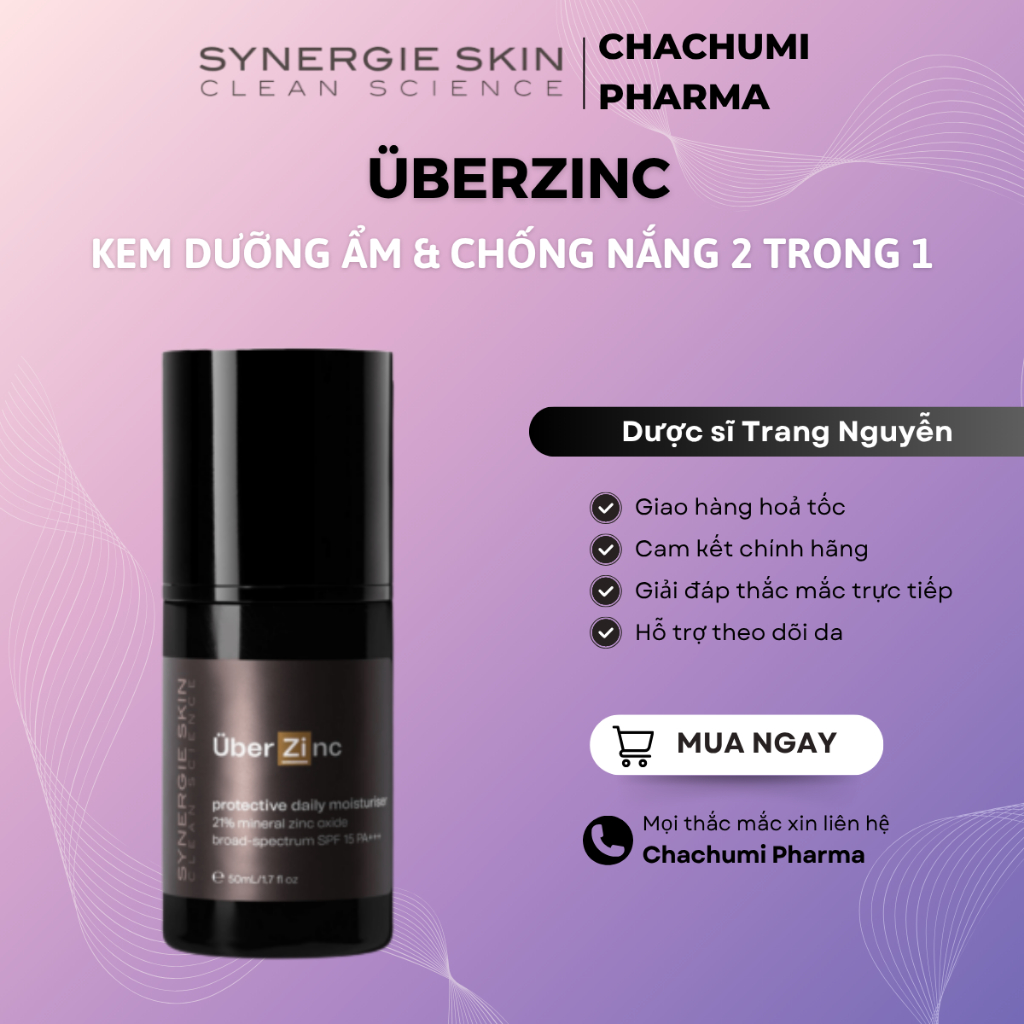 Synergie Skin ÜberZinc – Kem dưỡng ẩm & chống nắng vật lý Zinc Oxide 21%