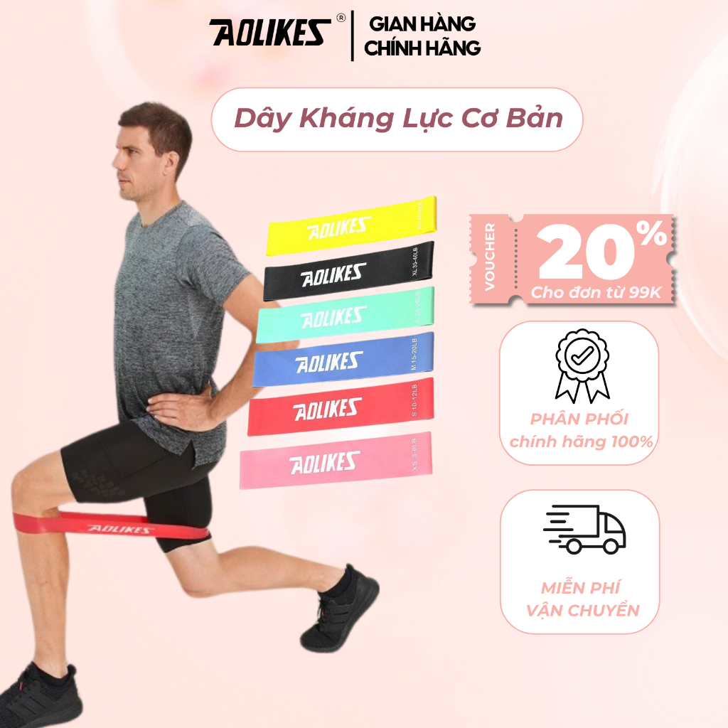 Dây kháng lực miniband Aolikes trợ lực tập gym chân mông tay đùi cao su đàn hồi dành cho nam nữ