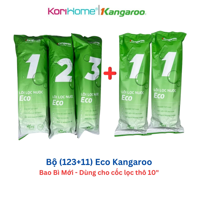 (Tặng gông 10") Bộ 5 Lõi Lọc Thô Kangaroo (123+11) hoặc 4 lõi (123+1) Có Thể Dùng Trong 1 Năm - Hàng