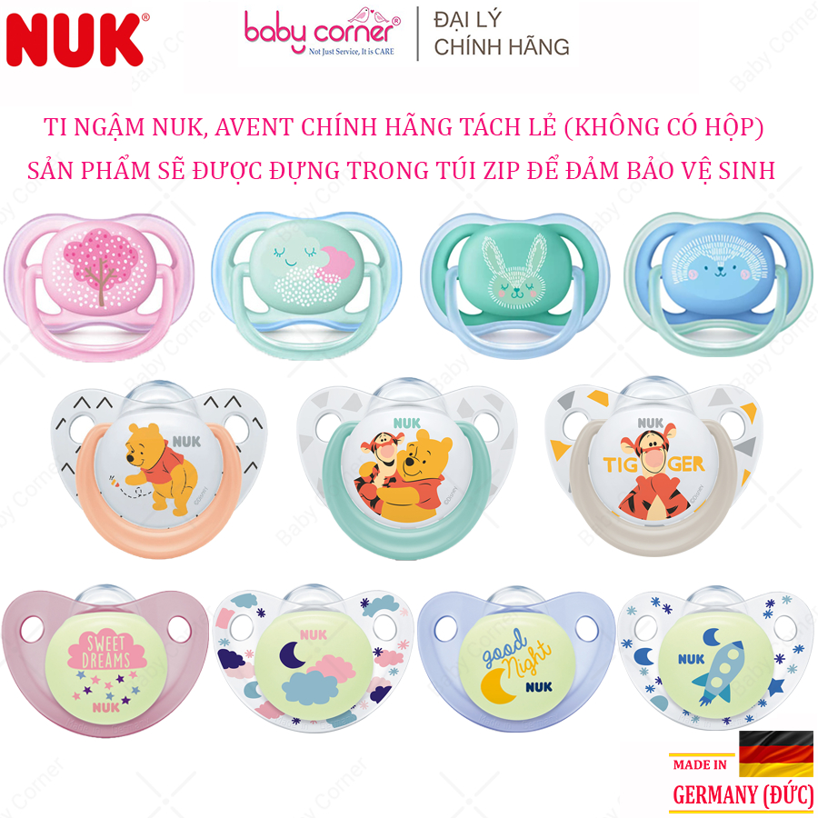 [Tách Set] Ti Ngậm Thông Khí Silicone Philips Avent, NUK Chính Hãng Cho Bé Từ Sơ Sinh