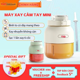 Máy xay sinh tố mini cầm tay TMD 800ml - 10 lưỡi inox xay đá, pin 4000mAh, tặng dây đeo và ống hút