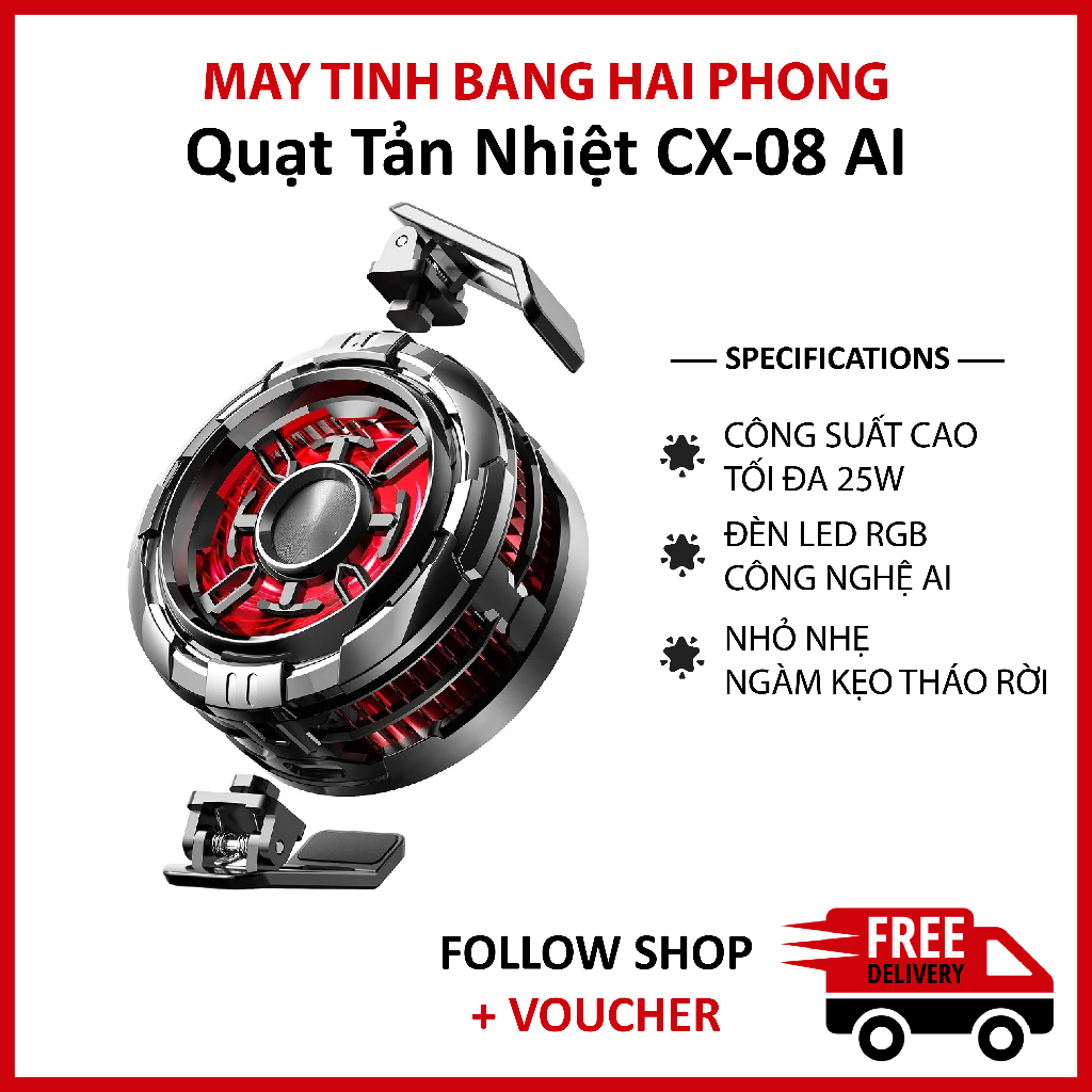 Quạt tản nhiệt, sò lạnh CX08-AI hỗ trợ chơi game tăng FPS làm lạnh nhanh, tích hợp tính năng AI cao 