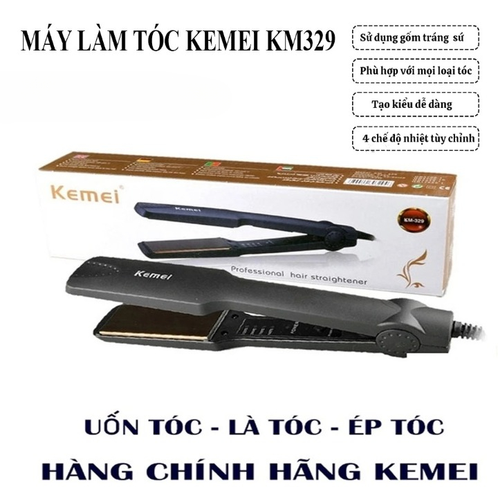 Máy Là Tóc,Máy Ép Tóc,Duỗi Tóc Thẳng 4 Mức Chỉnh Nhiệt KEMEI 329 -Tạo Kiểu,Làm Tóc Thẳng Siêu Xinh