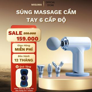 Súng massage cầm tay mini MISUMA 6 cấp độ – Cảm biến lực nhấn, 4 đầu massage đa năng, giảm đau cơ
