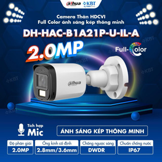 Camera Dahua CVI 2MP/5MP ngoài trời B1A51P-U-IL-A, B1A21P-U-IL-A có màu thu âm