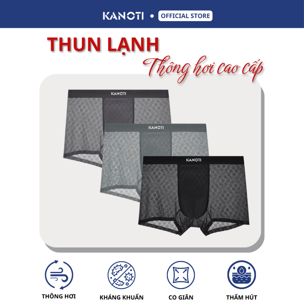 Combo 3 Quần lót nam thun lạnh thông hơi cao cấp KANOTI, quần sịp nam không đường may thoáng khí, kh