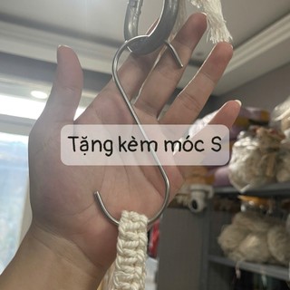 Khung Đèn trần treo Macrame phong cách trang trí Boho - Tặng kèm móc S
