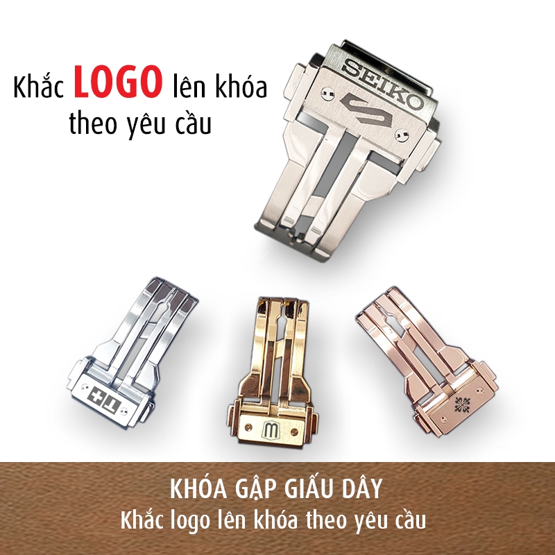 Khóa một gập giấu dây cho đồng hồ HUB.LOT khắc logo theo yêu cầu Omega Seiko Orient Citizen - K2306