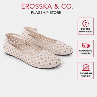 Erosska - Giày búp bê nữ lưới quai ngang kiểu dáng basic cao 2cm màu kem - EL095