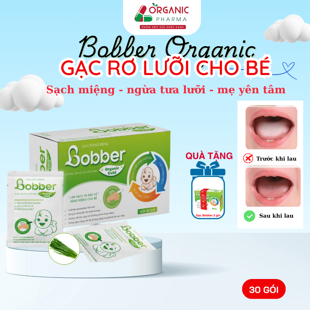 [ COMBO 2H 30G + 1H30G] Gạc rơ lưỡi Bobber Organic, làm sạch răng miệng, lưỡi nướu cho bé từ sơ sinh