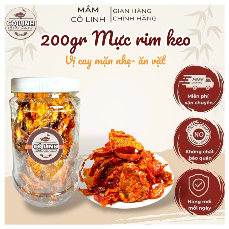 Mực rim keo- mực rim me- mực mềm dai ngon hũ 200gr