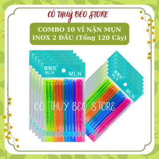 [120 CÂY] 10 Vỉ Cây Nặn Mụn 2 đầu cao cấp inox Dài 12cm (Que Nặn Mụn ko Ghỉ) - Dụng Cụ Lấy Mụn Spa