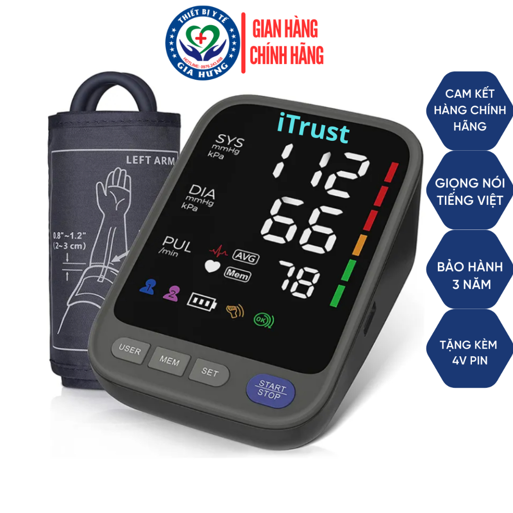 Máy đo huyết áp bắp tay ITrust BP113 - Màn hình led lớn - Giọng nói Tiếng Việt