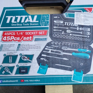 Bộ 45 Chi Tiết Gồm Cần Siết Tự Động 2 Chiều 1/4" Và Các Phụ Kiện TOTAL THT141451
