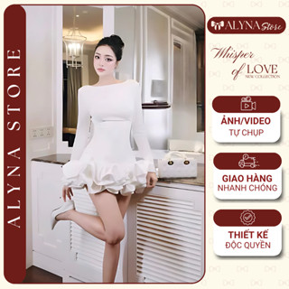  Đầm Váy Ôm Body Hở Lưng Cột Dây Tay Dài Lai Xoè Bèo Tầng Bồng Bềnh Đi Tiệc Sang Chảnh ALYNA 