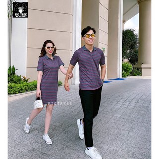 Set Đồ Đôi Fig Tree THun Cotton Sọc Đỏ Xám Cá Tính, Chất Cotton Mềm Mát, Hàng thiết kế