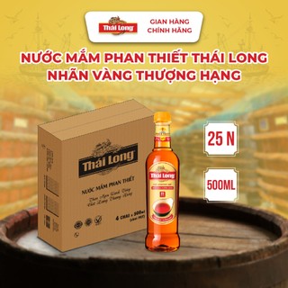 [Thùng 4 chai] Nước mắm Phan Thiết THÁI LONG - NHÃN VÀNG THƯỢNG HẠNG 25N - 500ml (Chai Pet)