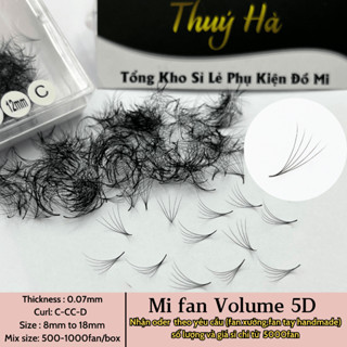  Mi Fan 5D Hộp Mix Nhiều Size   Dày 0.07   Cong C-CC-D   Lông Mi Nhân Tạo Thúy Hà 