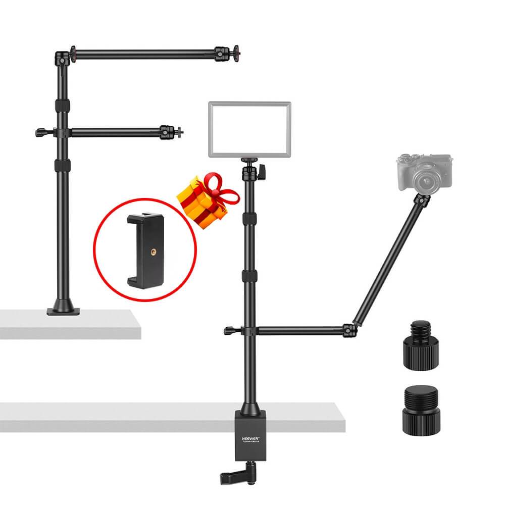 STAND QUAY TOP SHOT KẸP CẠNH BÀN NEEWER TL253A+CR221A / ULANZI VIJIM LS02 / LS08