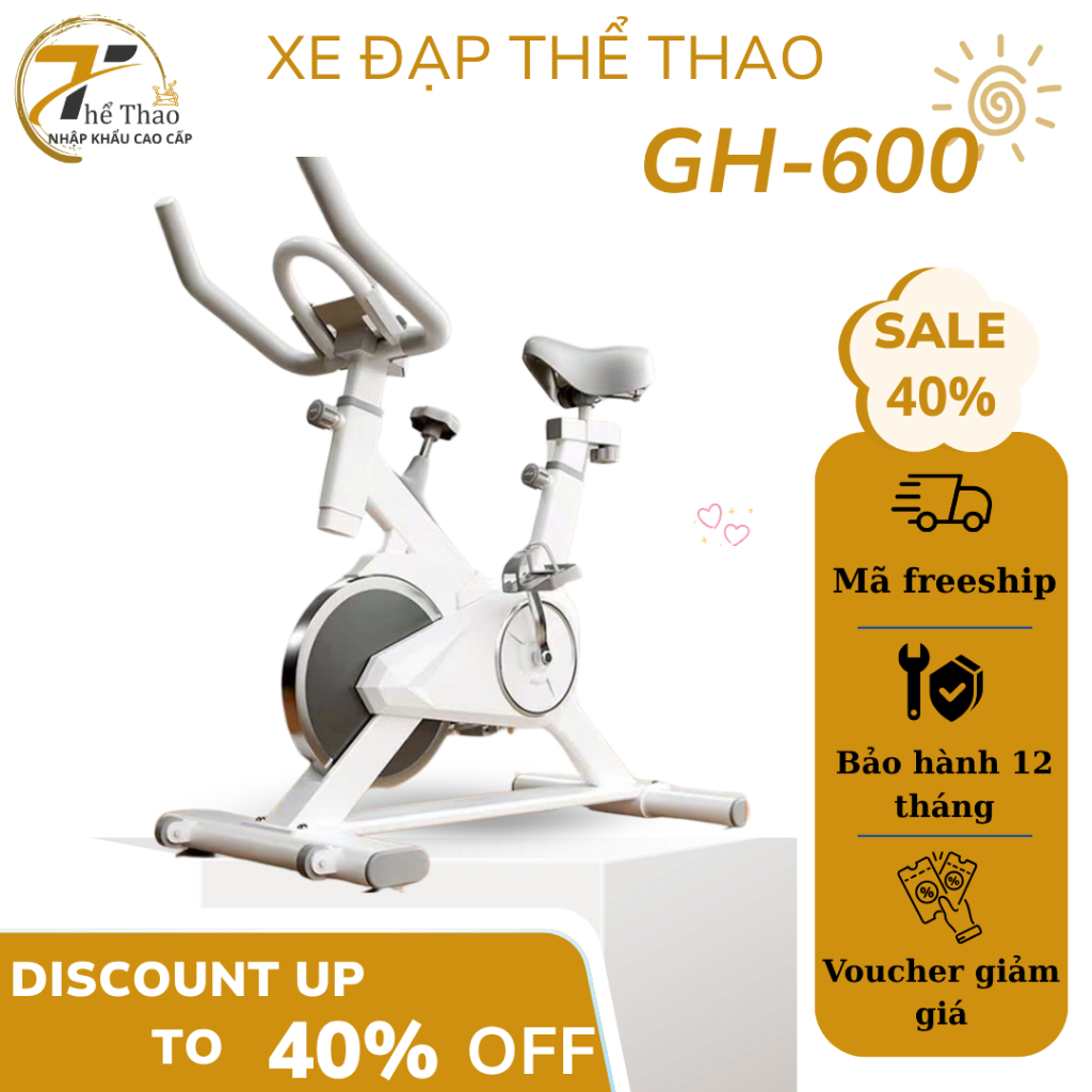 Xe đạp tập thể dục Sport GH600, xe đạp thể dục tại nhà, tặng kèm má phanh dự phòng, dây curoa