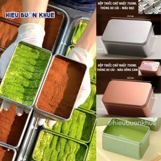 5 Hộp Thiếc Đựng Khúc Bạch Vải, Bánh Lạnh, Tiramisu, Mousse, Ô Long Nhài Nhãn 700ml Nắp Kín