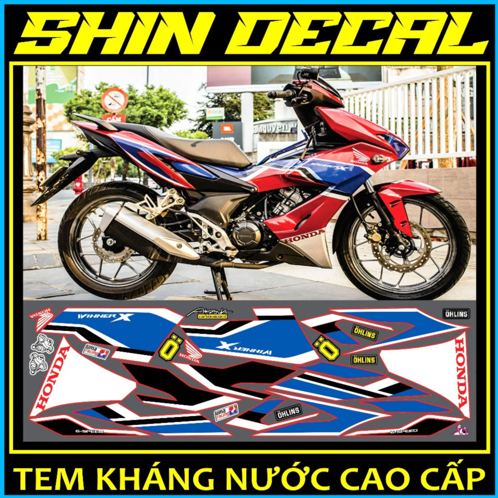 [SHIN DECAL] Tem rời xe winner X HRC dán xe đỏ