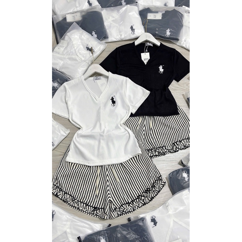 Set Bộ Ngựa Thêu Quần Kẻ Đùi