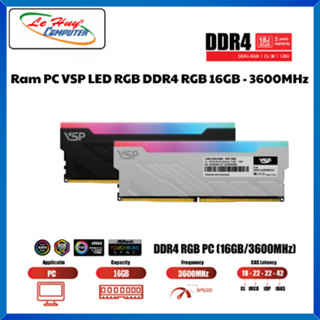 Ram Máy Tính VSP LED RGB DDR4 RGB 16GB - 3600MHz Black/ White - Hàng Chính Hãng