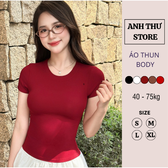 Áo Thun Nữ Cotton Cộc Tay Mịn Mát Không Pha NiLon, Áo Phông Ao Thun Đẹp Ôm Body Bigsize Nữ Cổ Tròn Basic Co Giãn 402