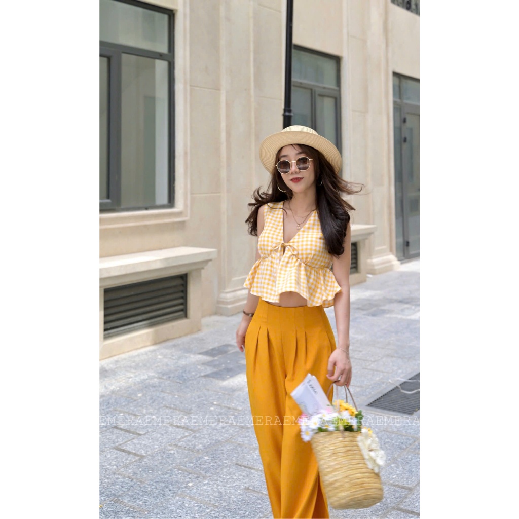 Quần Cheryl thiết kế quần dài ống rộng xẻ tà tôn dáng thanh lịch Emera