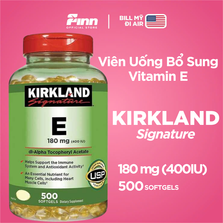 [BILL MỸ AIR] Viên uống bổ sung Vitamin E Kirkland Signature Vitamin E 400IU 500 viên (Hộp)