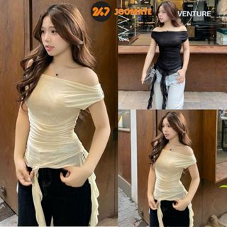 Áo Nữ 247joomate Áo Trễ Vai Thun Lưới Ôm Đi Chơi Đi Biển Mix Đồ Cá Tính 645 P13K17