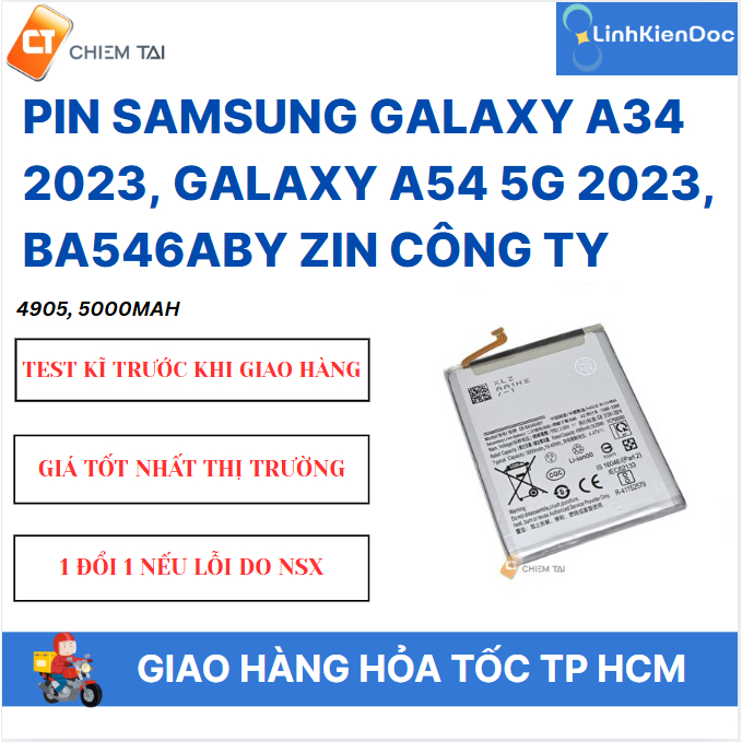 Pin Samsung Galaxy A34 2023, Galaxy A54 5G 2023, BA546ABY 4905, 5000mAh