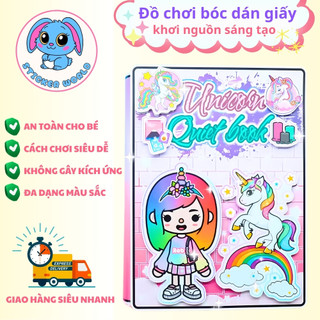Học liệu bóc dán unicose quite book Toca Boca, đồ chơi thông minh bằng giấy thủ công cho bé gái h24