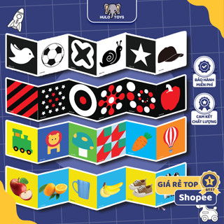 Bộ Tranh Kích Thích Thị Giác Cho Bé Hulo Toys, Bộ Thẻ Gấp Cho Trẻ Từ 0-36 Tháng